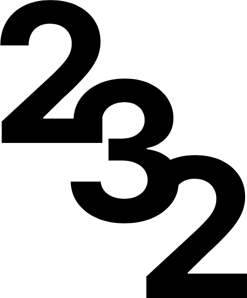 232 Digital Logo: The numerals '232' stacked diagonally down-right